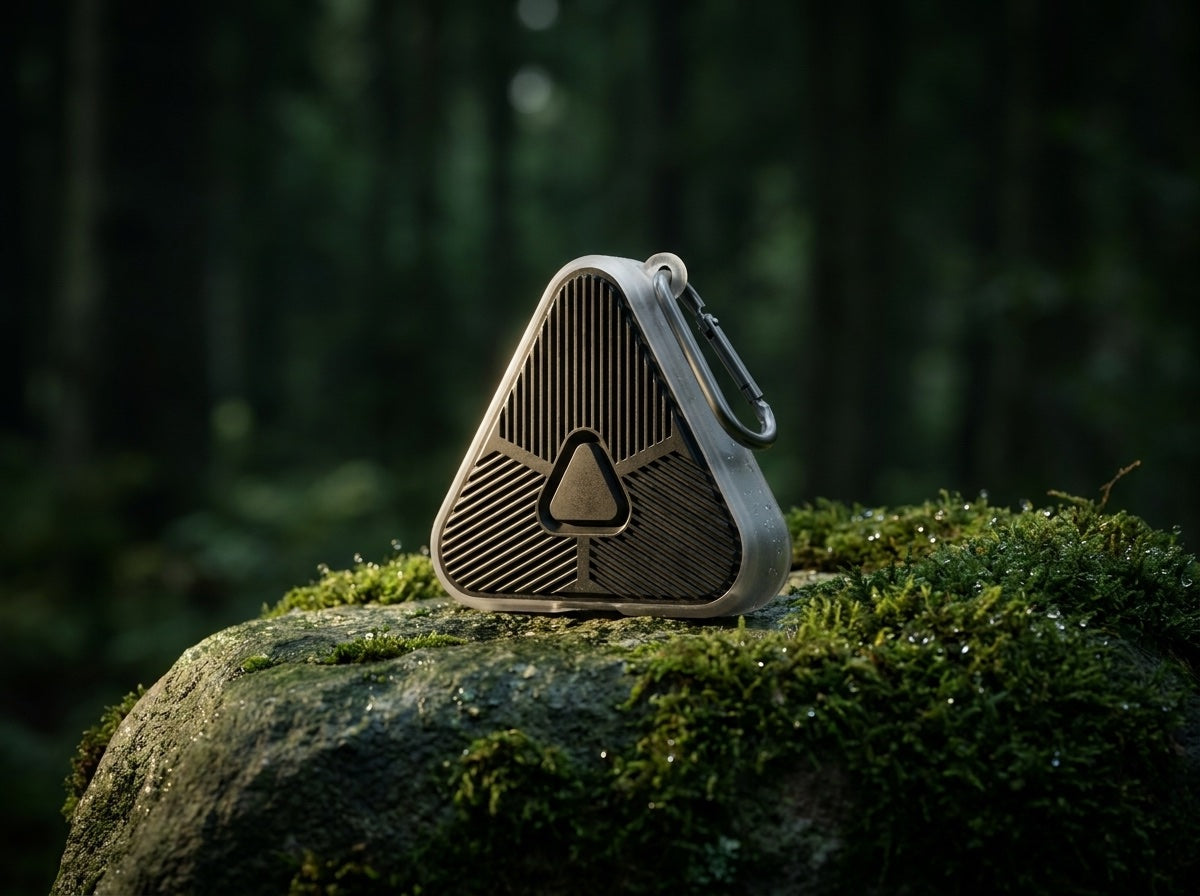 Close-up of the Eoka Clip on a moss-covered rock